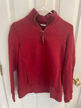 L.L. Bean Quilted Half-Zip Pullover - Red
